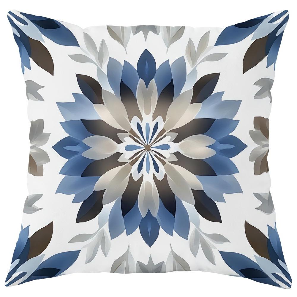Elegant Blue Floral Pillow Cover: Various Petal Patterns for Home Decoration, Sofa Cushion Cover, Bedroom Room Decoration