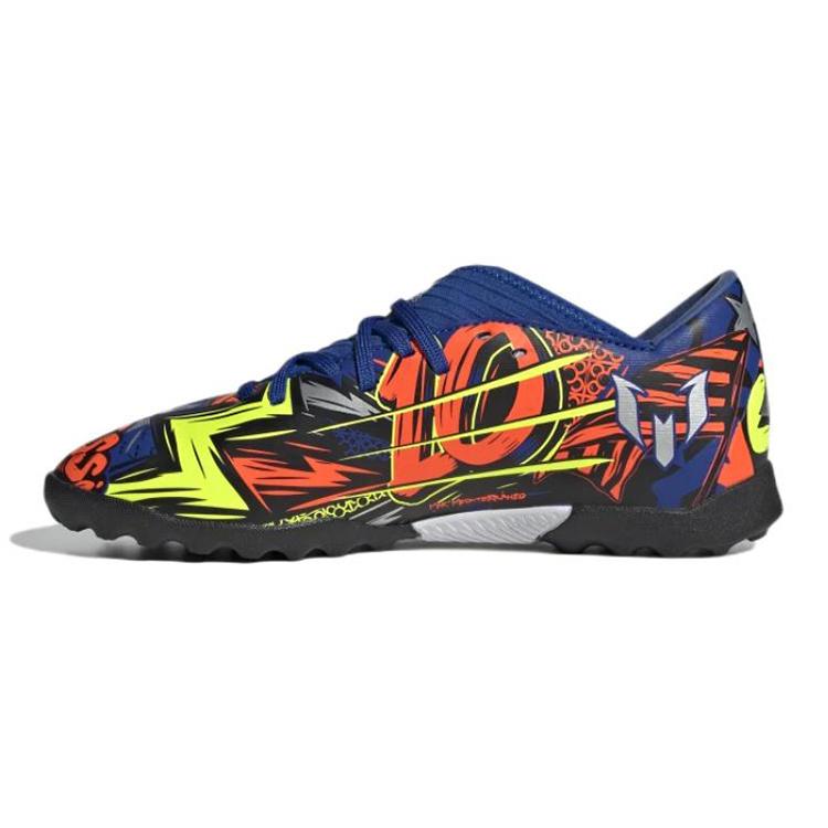 adidas Messi 19.3 Turf Boots J Slip Resistant Abrasion Resistant Low Top Kids' Soccer Shoes Yellow Blue Kids' EH0595