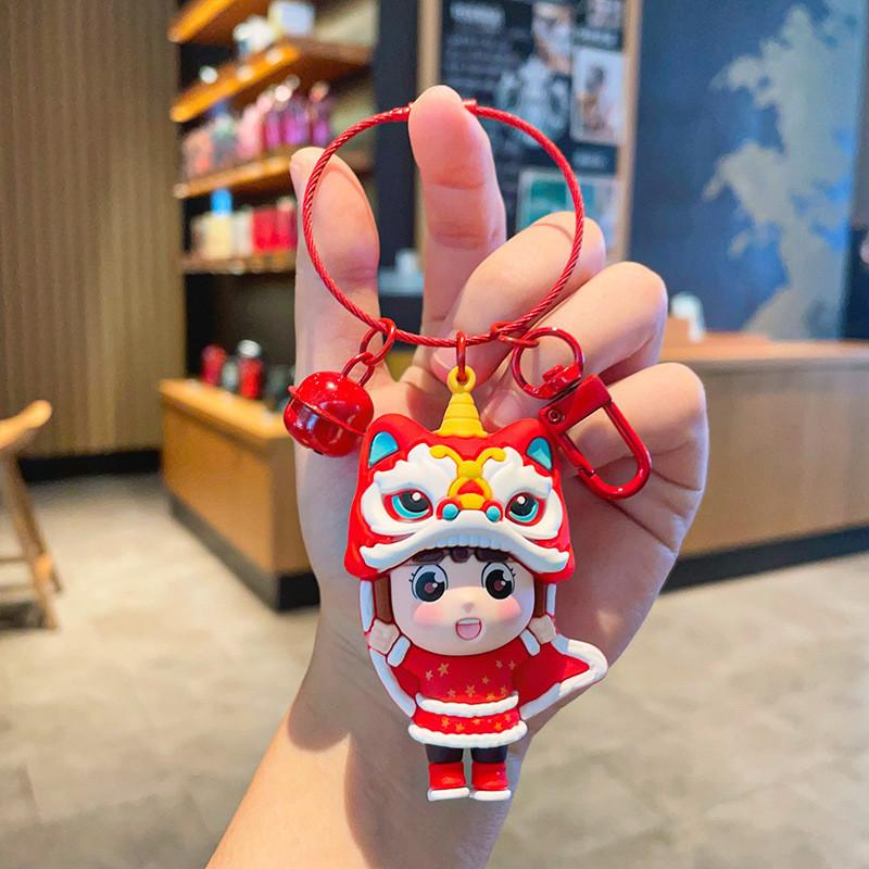 Lion Chinese Traditional Dance Keychain Silicone Car And Decoration Bag