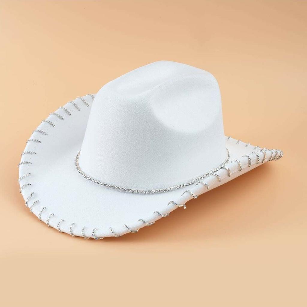 eBay European and American Men and Women Couples Western Big-brimmed Cowboy Hat Top Hat Handmade Rhinestones