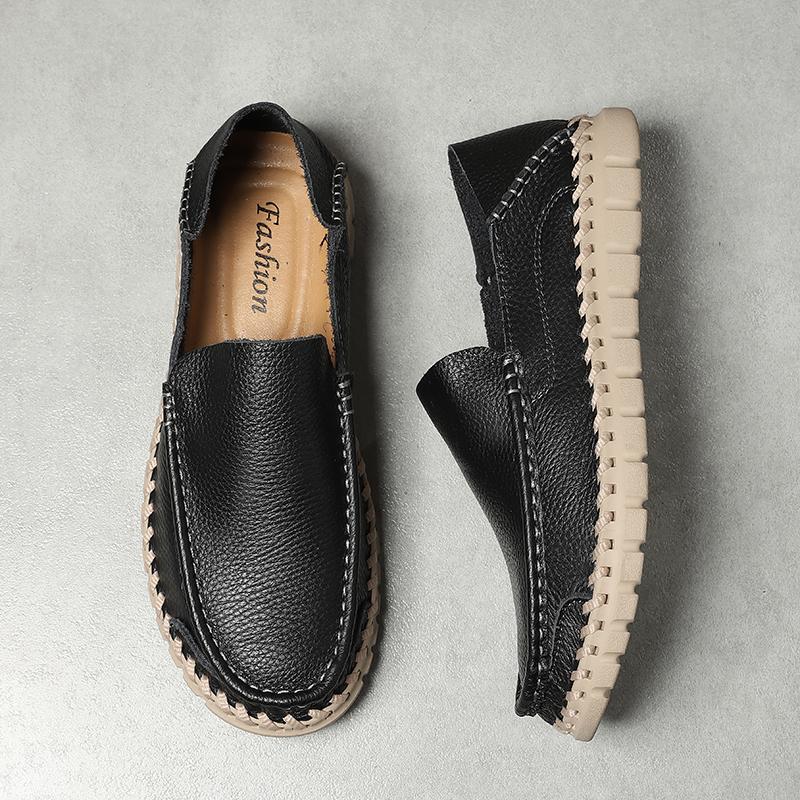 Handmade Genuine Leather Men Shoes Comfortable Casual Shoes For Men Loafers Moccasins Men Flats Shoes Driving Shoes Large Size 38-46