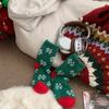 Christmas Coral Velvet Stocking Elk Santa Claus Striped Christmas Tree Snowflakes Socks Women Winter Autumn Home Floor Socks