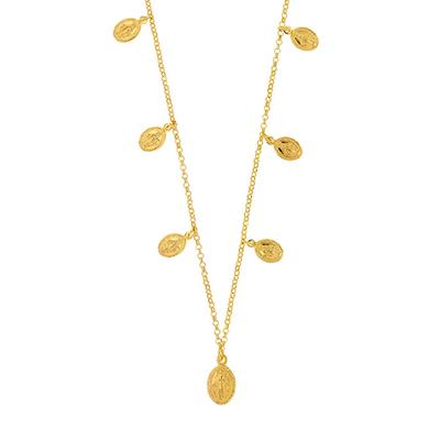 [R5482] - Handgefertigte Silberkette 'Jungfrau Maria' vergoldet - 10x7 mm