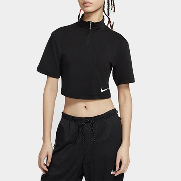 Nike Swoosh Sports Casual Short Sleeve T-Shirt Women tops Black CJ3800-010