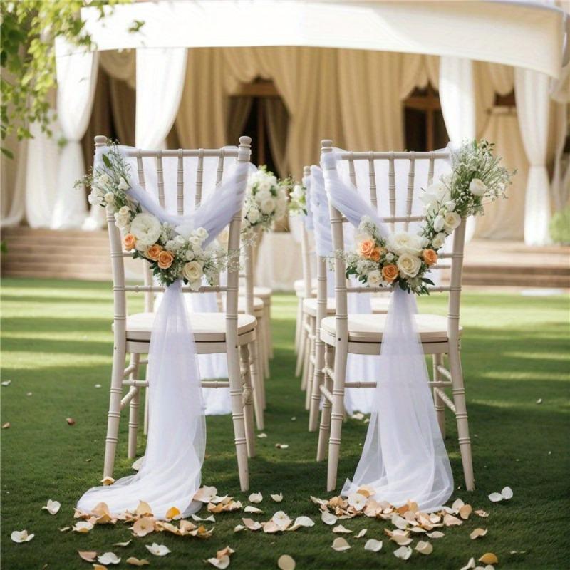 2pcs Chiffon Chair Sashes Wedding Chair Decoration 20x250cm for Wedding Aisle Party Banquet Event Baby Shower