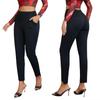 Rose Beauty A Casual Slant Pocket Elastic Waist Stretchy Pull-On Asymmetrical Hem Carrot Classic Skinny Dress Pants