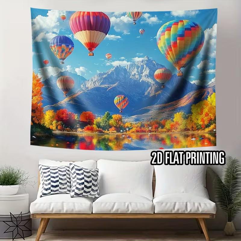 2D Colorful Balloon Backdrop Mountain Lake Photography Background
