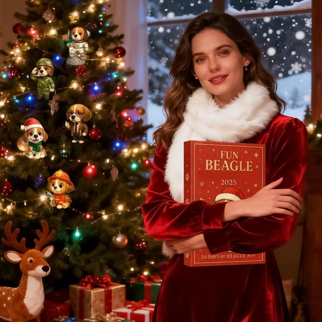 Cute Dog Advent Calendar 24 Days 2D Acrylic Christmas Countdown Decor for Car Rearview Mirror Classroom Stocking Stuffer Gift