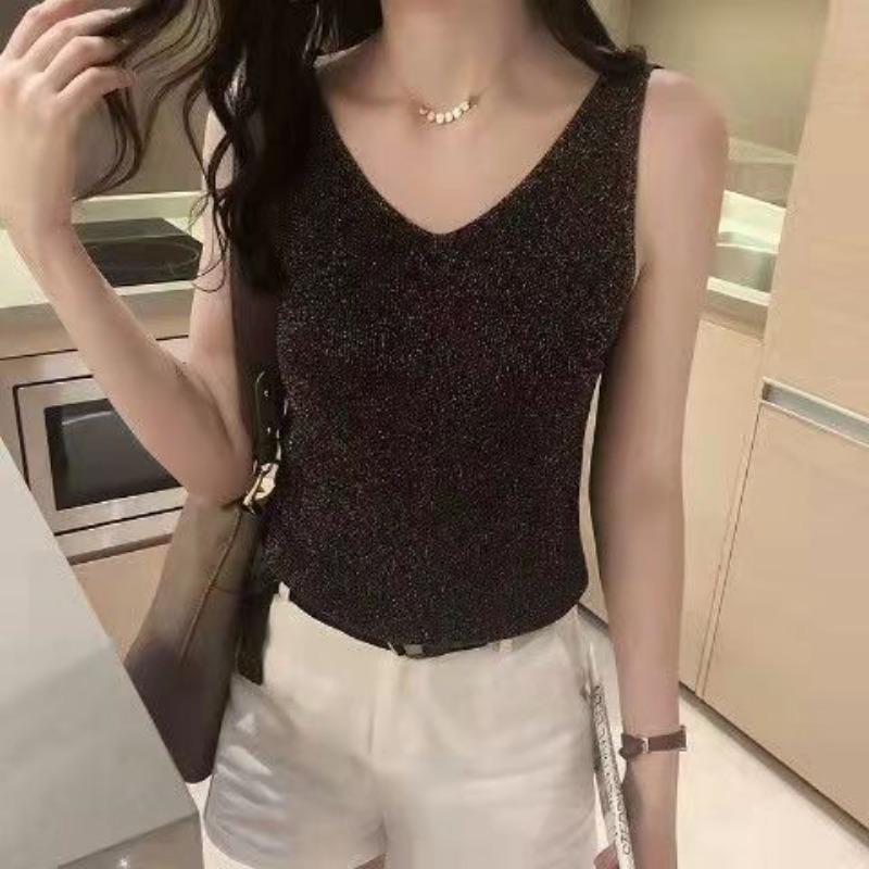 Ice Silk Women Tank Top Female Summer Loose Short Sleeveless Shirt Undershirt
