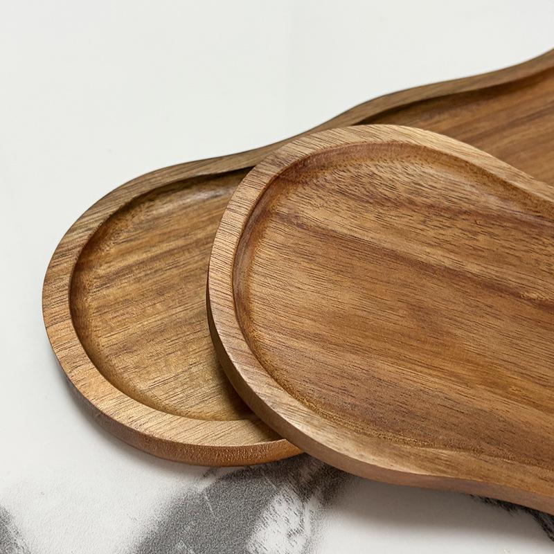 Asymmetrical Acacia Wood Tray Versatile Serving Plate for Snacks Desserts Coffee Coaster Home Afternoon Tea Table Decor