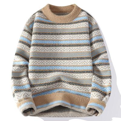 Modisches Vielseitiges Verdicktes Warmes Herrenhemd Strickpullover Rundhalsausschnitt Hochwertiger Stoff Modischer Vielseitiger Pullover