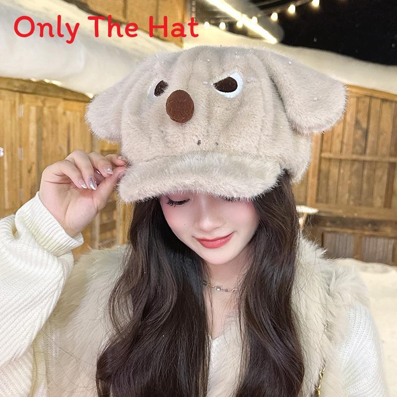 Angry Dog Winter Plush Baseball Cap With Warmth For Girls