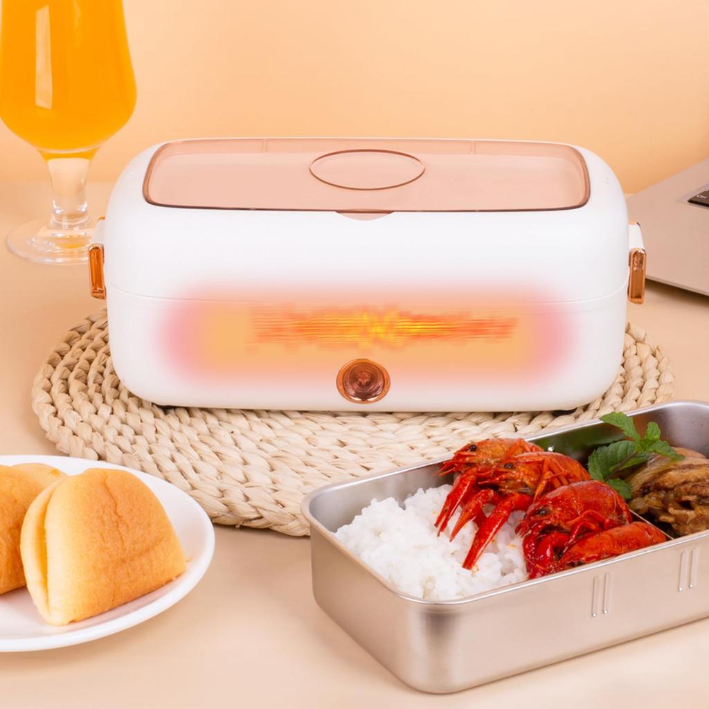Aseech Insulated Lunch Box, No Water Required, Lightweight and Compact, 304 Stainless Steel, Bento Box Rice Cooker, Thermos USB Heating, Quiet and