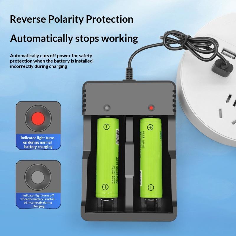 Efficient 18650 Battery Charger Dual Slot Design USB A Port for 18650 18700 Recharge