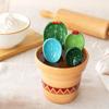 4Pcs Flower Measuring Spoons Set, Ceramic Nesting Measuring Cups with Stand, Cute Kitchen Baking Tool for Coffee Tea, Gift for Bakers
