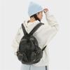 Denim Backpack Women's Fashionable Casual School Bag Trendy Rucksack with Drawstring Pockets