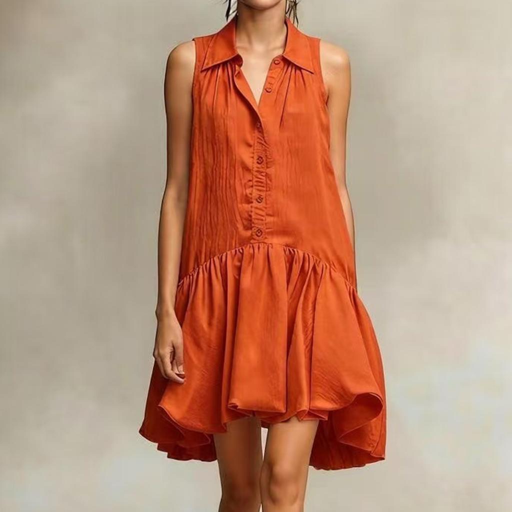 Women's Ruffled Sleeveless Dress With Frills