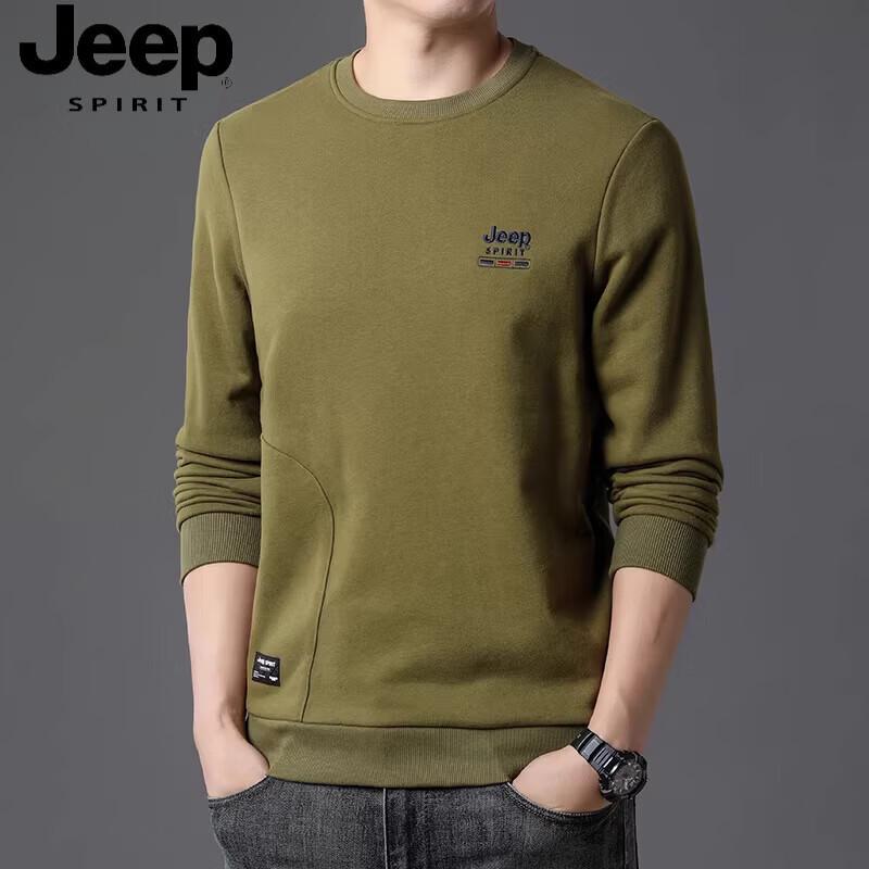 

JEEP SPIRIT Men s Crew Neck Thick Cotton Casual Loose Top 5XL
