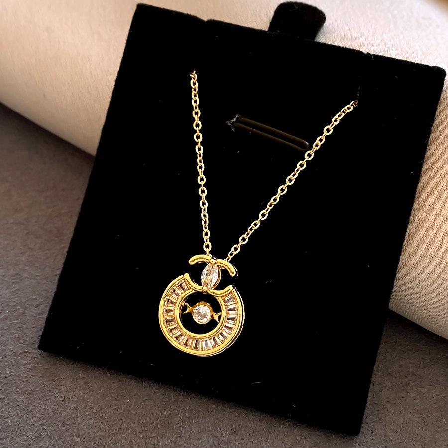 French exquisite and simple style zircon round hollow pendant necklace accessories women s sweater chain necklace