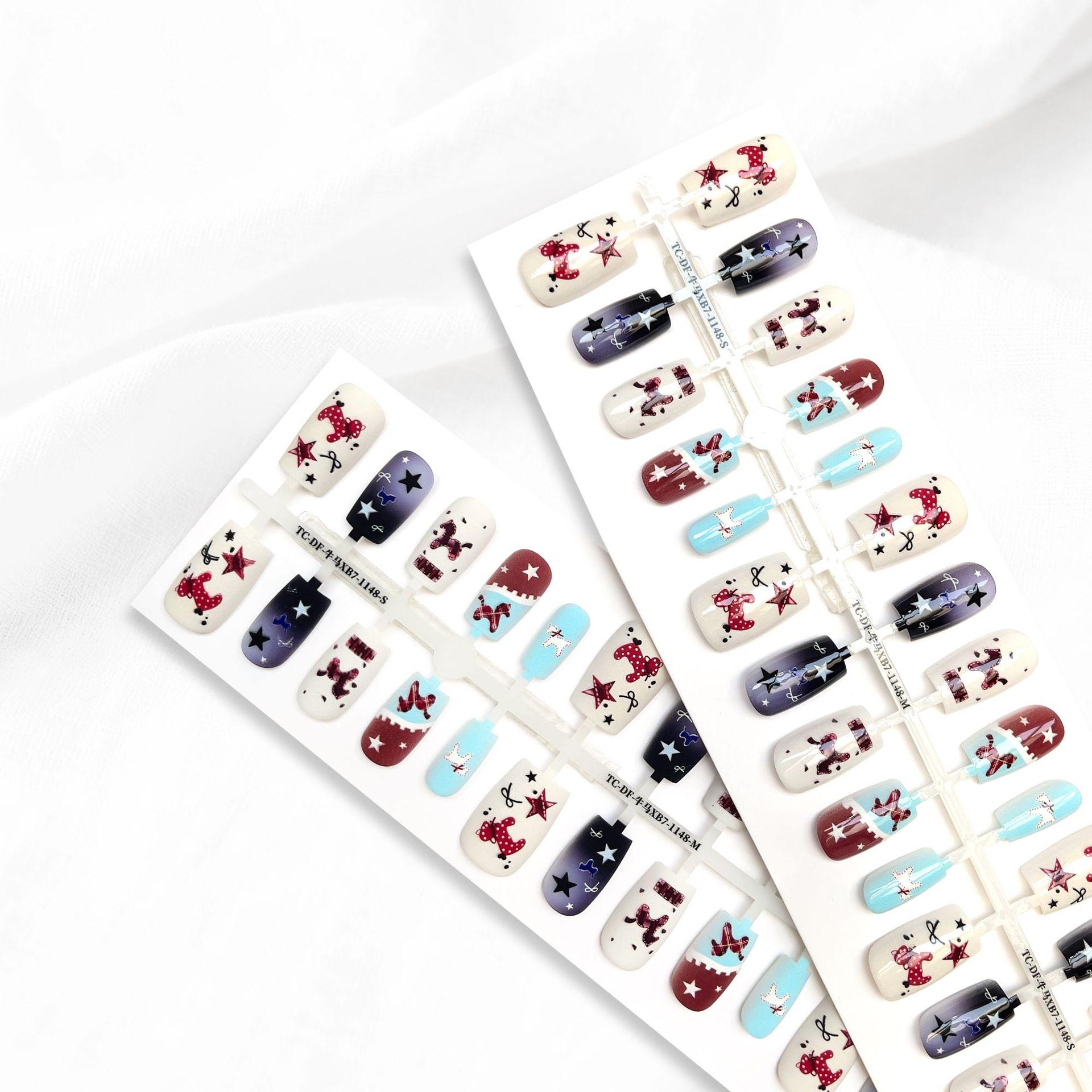 Chinese Style Short Cartoon Wearable Nail Art Stickers Natural Matte No Finish (4 Sets per Pack/SMSXS)