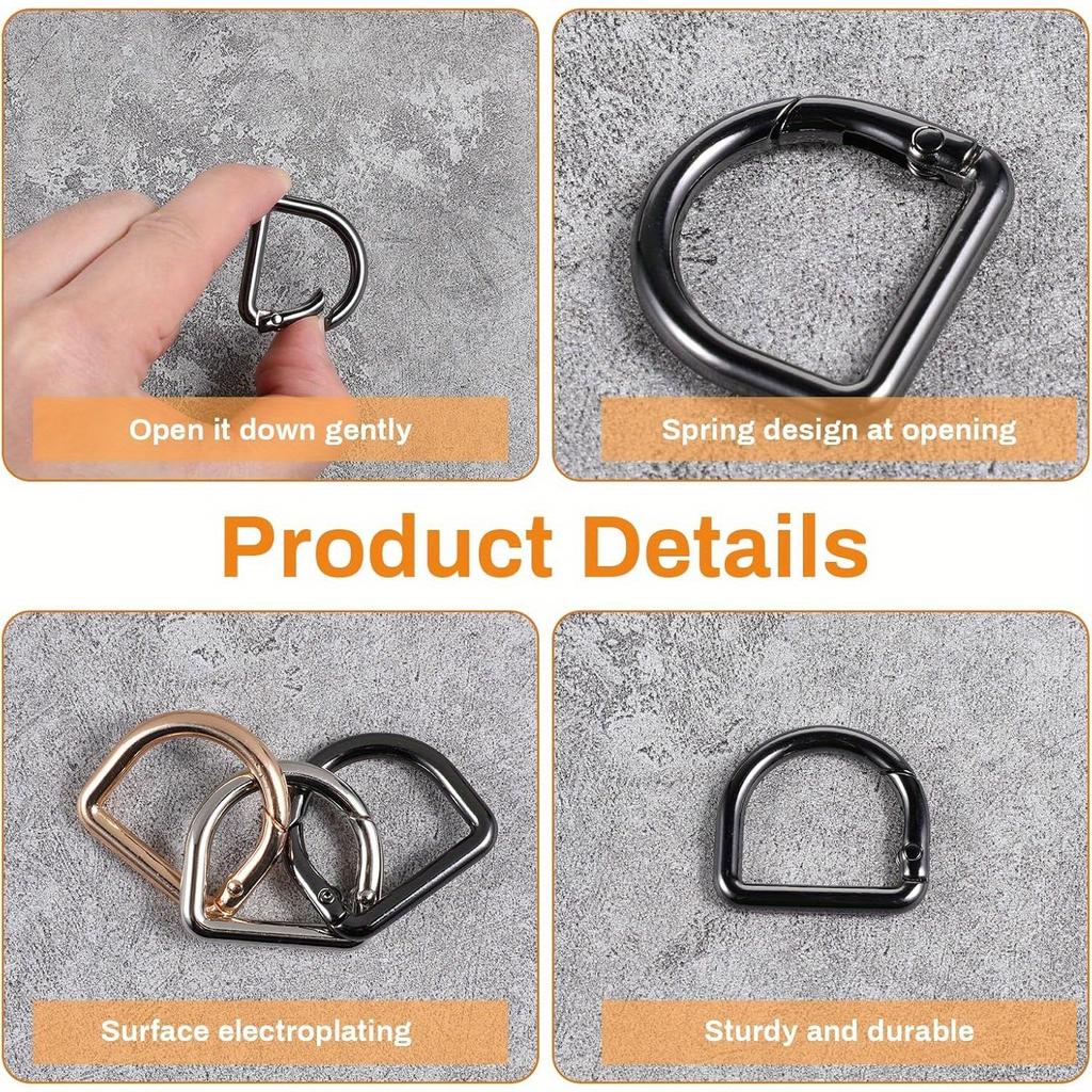 5pcs Spring D Ring Clips for Purse Metal Snap Hook Buckle for Shoulder Bag Wallet Keychain Dog Chain