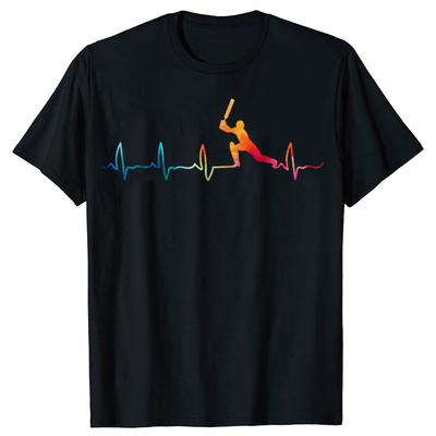Cricket Player Heartbeat Game Lover Youth Men Boys Kids T-Shirt Unisex Summer Streetwear Tops Mens Clothing Camiseta Hombre