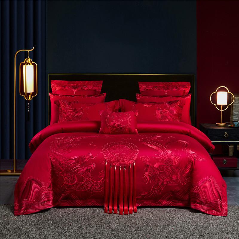 

Двойной длинноволокнистый хлопковый свадебный комплект из четырех предметов, 100 шт., свадебный простыня из чистого хлопка, пододеяльник, комплект из нескольких предметов, подарок для свадебной комнаты 1