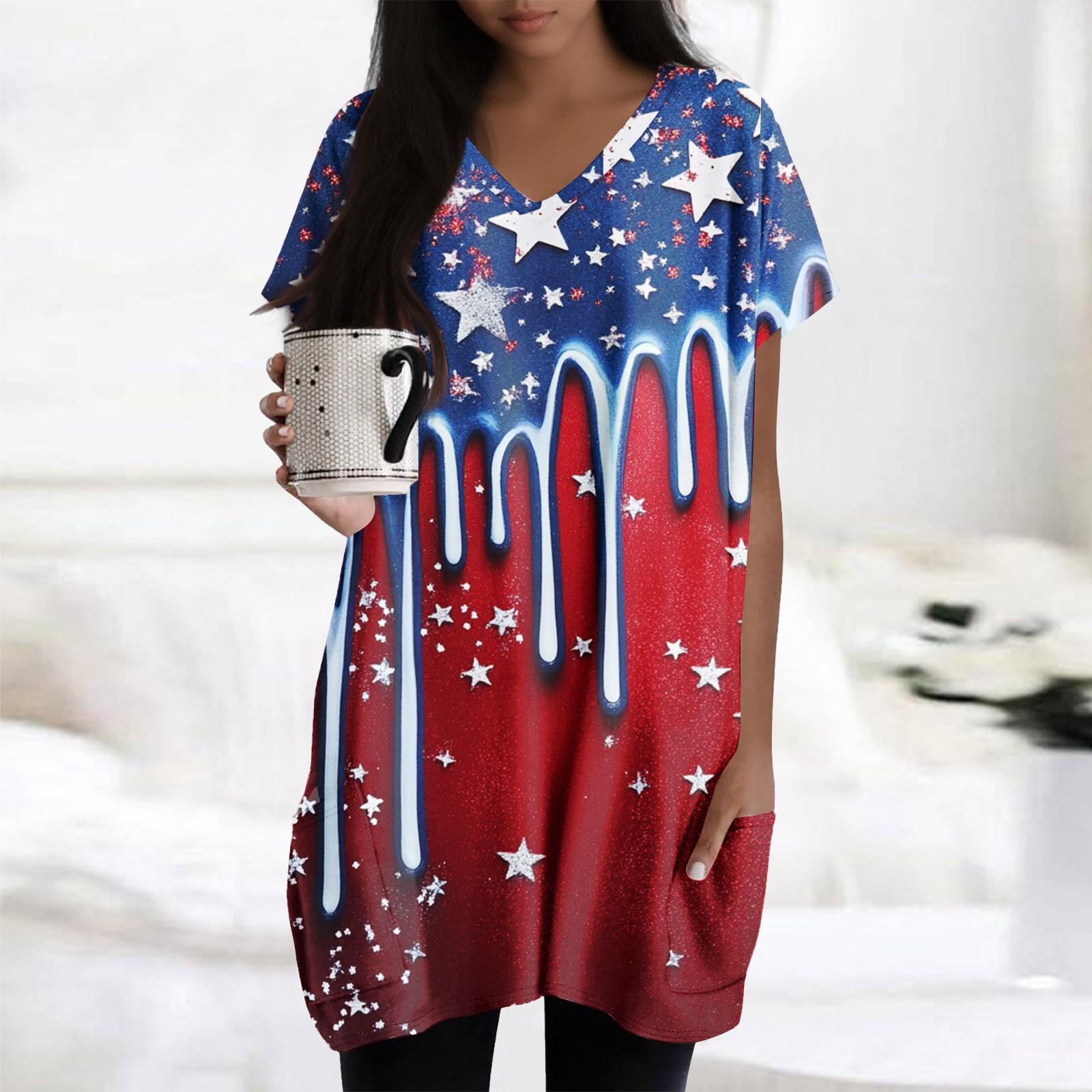 

Женские топы с V-образным вырезом, блузки с коротким рукавом, повседневные рубашки средней длины, модные туники с принтом и карманами L