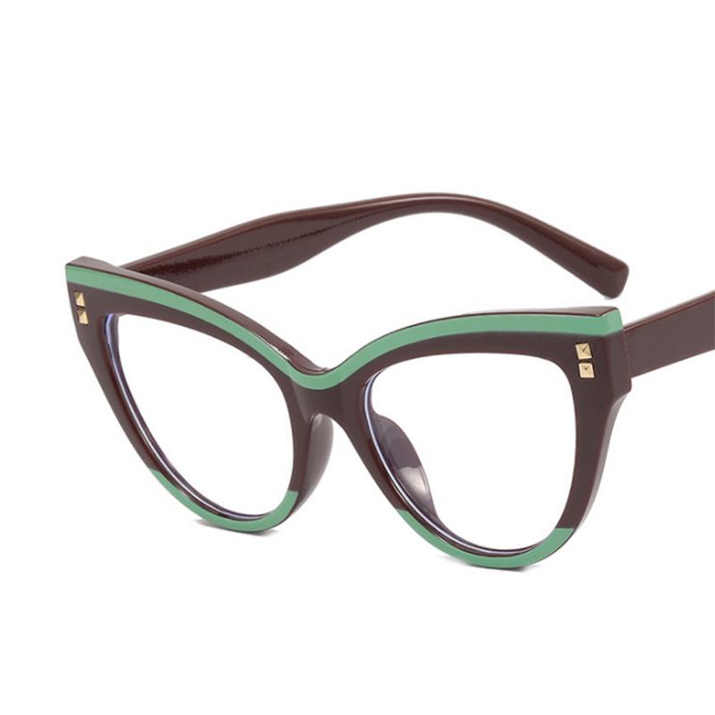 Cat Eye Rivets Black White Frame Clear Glasses Myopia Nerd Spectacles  -0.5 -1.0 -2.0 To -6.0 Fashion Hyperopia +0.5 To +6.0