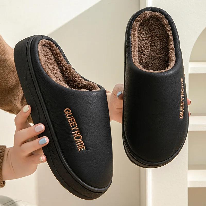 Waterproof Cotton Slippers for Men Anti Slip for Winter Suitable for Home Use Thick Soled Cotton Slippers for Women