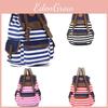 Womens Fashion Unisex Stripes Canvas Backpack Rucksack Travel Hiking School Bag
