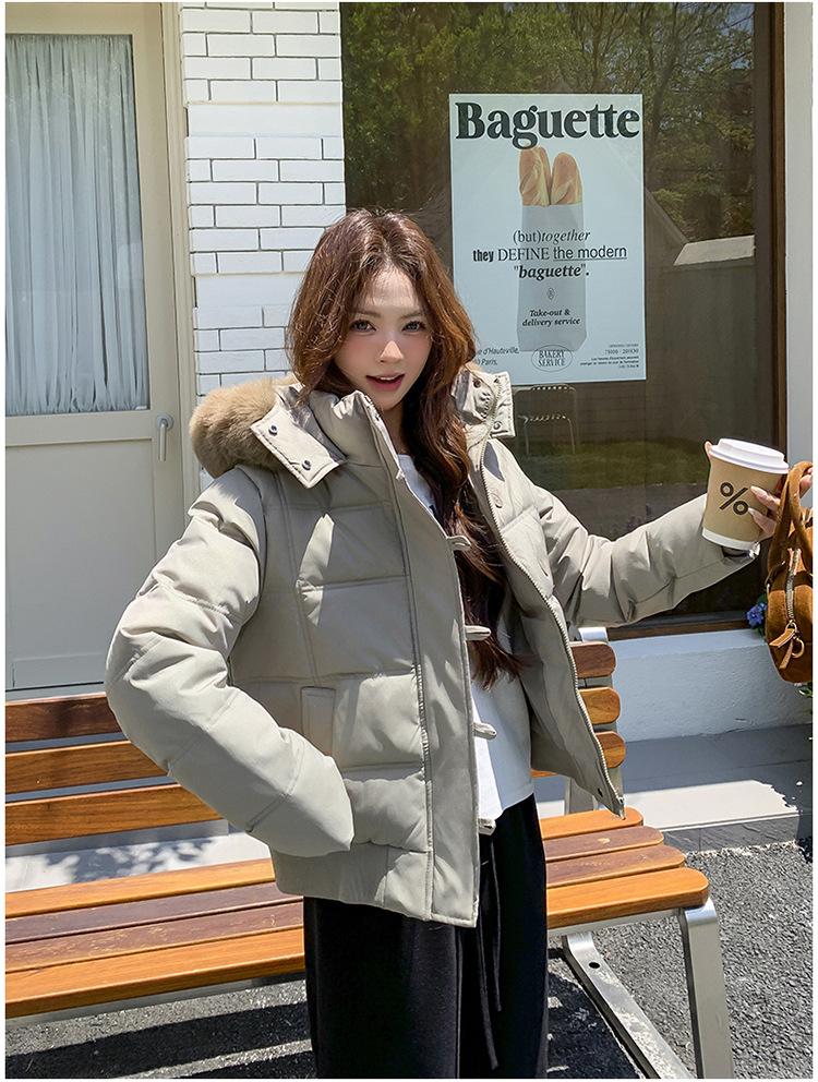 Women’s Short Big Fur Collar Hooded Windproof Thicken Warm Winter Jacket