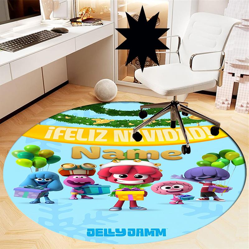 Custom Name Jelly Jamm Printed Round Rug Carpet Chair Rug Area Rug Entryway Doormats,for Office Chair Living Room Bedroom Kitchen Room.