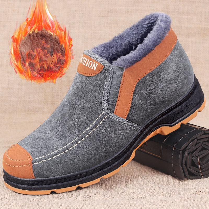 Herren-Baumwollschuhe, Wintermode-Schuhe, Herren-Schneestiefel, Plüsch, verdickt, bequeme und warme Wanderschuhe, Stiefel für Herren