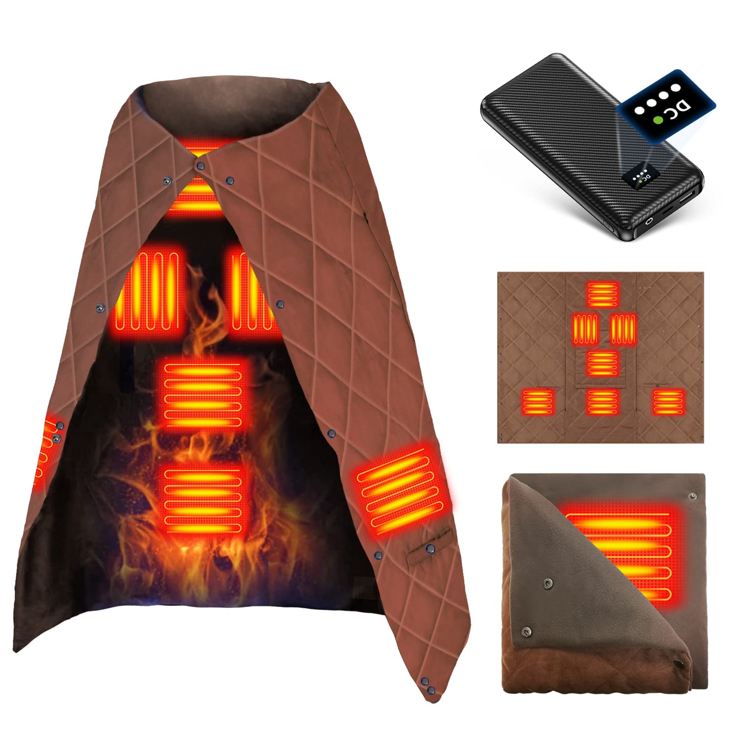 

RuiPu Электрические пледы-накидки для плеч Максимальная температура нагрева Мобильный Быстрый 3 температуры Большой размер Машинная стирка Сумка для хранения Носимый Обогреватель для кровати