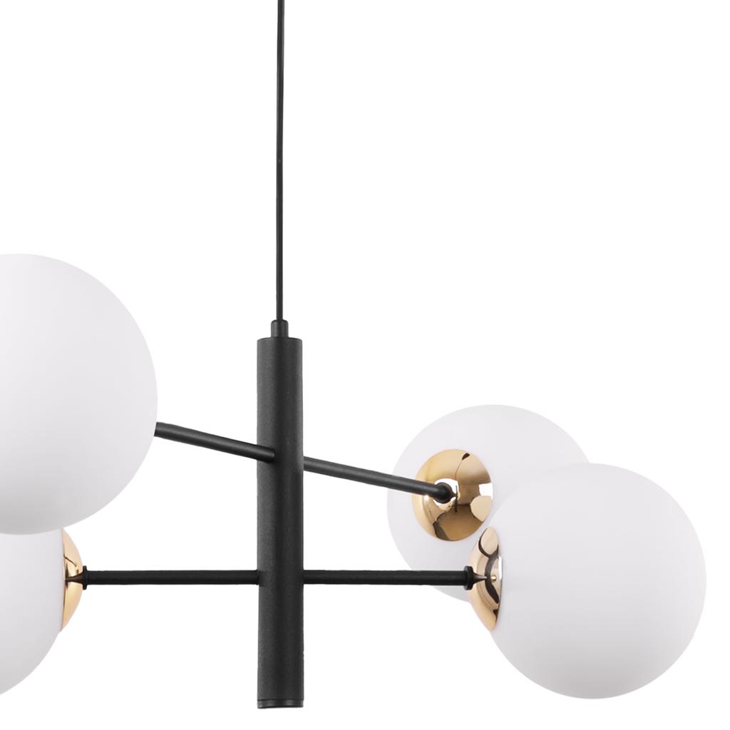 Vicenza Black And Gold Hanging Lamp 4-Flat White Lampshade E14