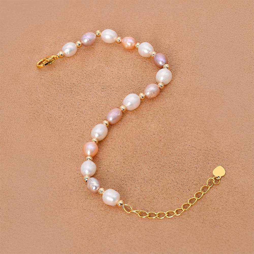 Natural Freshwater Pearl Bracelet Mixed Color Small Beads Simple Elegant Women Party Gift