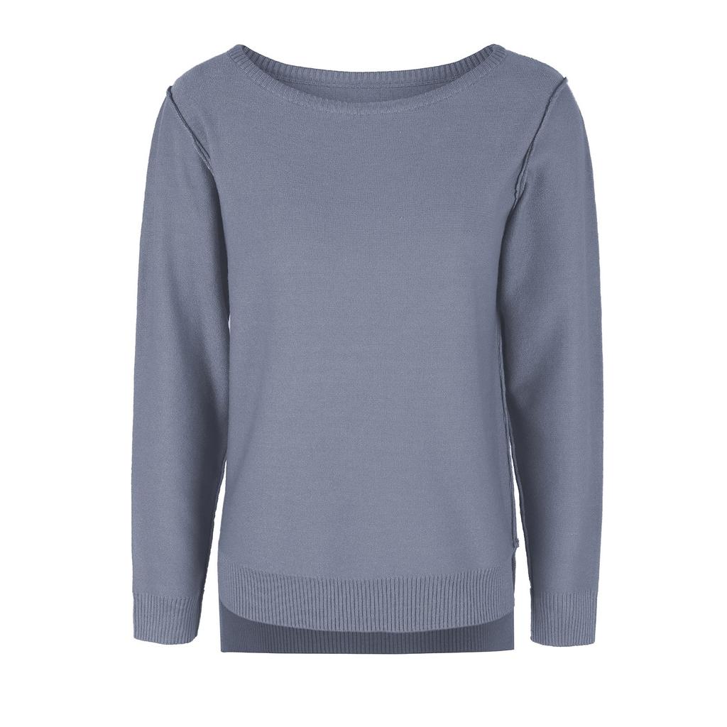 Women's Casual Fashion 2022 Long Sleeved Knitting Solid Color Sweater Top