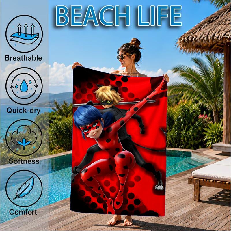 Mira-culous Adventures Beach Towel, Super Soft Microfiber, Perfect Gift for Her/Him, Birthday, for Pool, Beach, Travel, Decor Beach Party