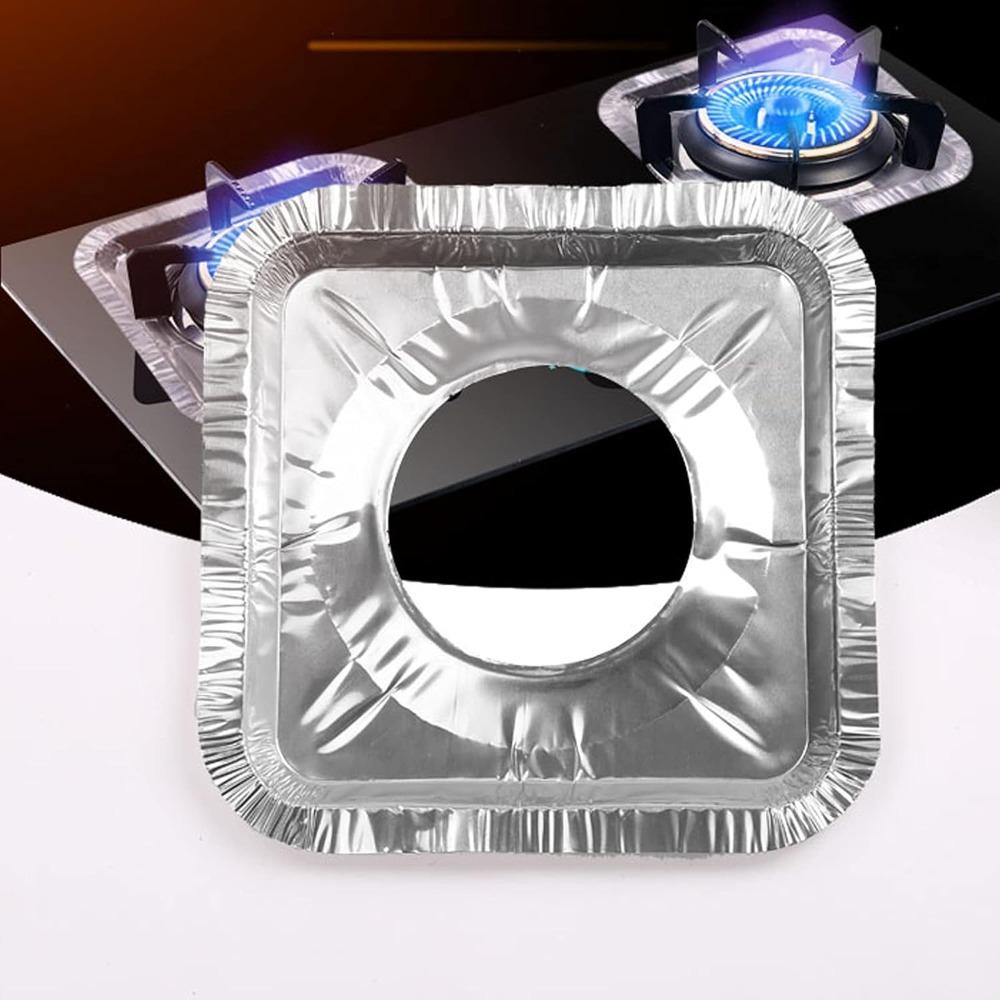 20 Pack Aluminum Foil Stove Covers Gas Stove Protectors Disposable Gas Stove Liners 8.5 Inch Square for Keeping Gas Stove Clean