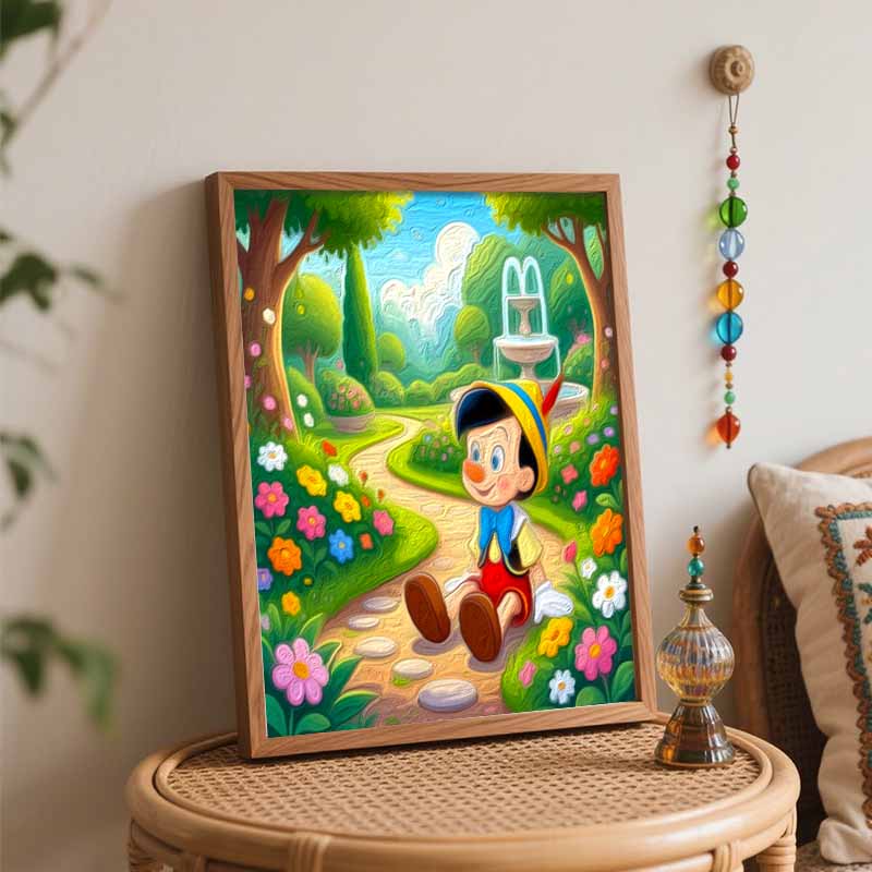Disney Pinocchio Garden Oil Paint Hand Painting Kit Decoration Classic Style Home Decor Vibrant Floral Landscape Artistic Wall Art Craft