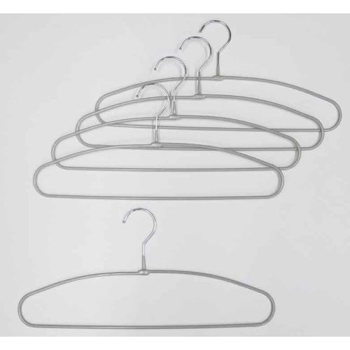 Sawafuji 5-Piece Non-Slip Clothes Hanger Set, Silver, 395mm Wide, Fits Shirts, Slacks, and Pants, Slim Fit, Non-Slip Design, Perfect for Kids, Closets