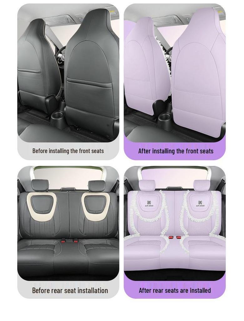 Wuling Bingo Car Seat Cushion - Four Seasons Breathable Cloth & Leather Patchwork