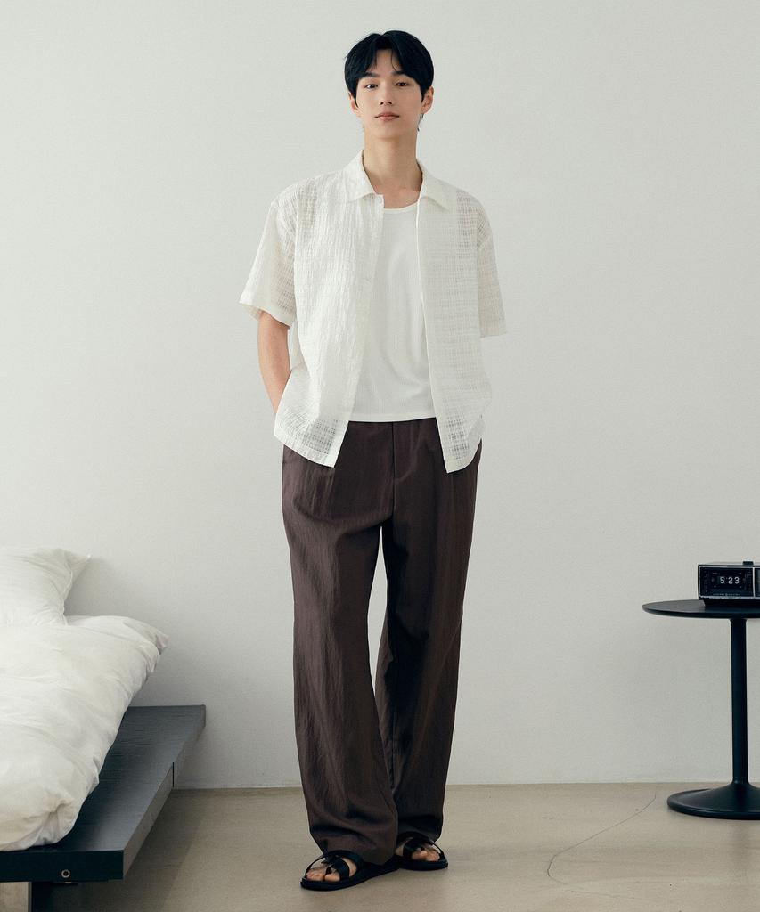 MINDBRIDGE [Couture] Wide Single-Pleat Full Elastic Waist Pants - 2 Colors