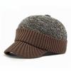 Winter Knitted Baseball Cap for Men Fleece Lined Thickened Warm Peaked Hat with Ear Protection Casual Knit Dad Cap