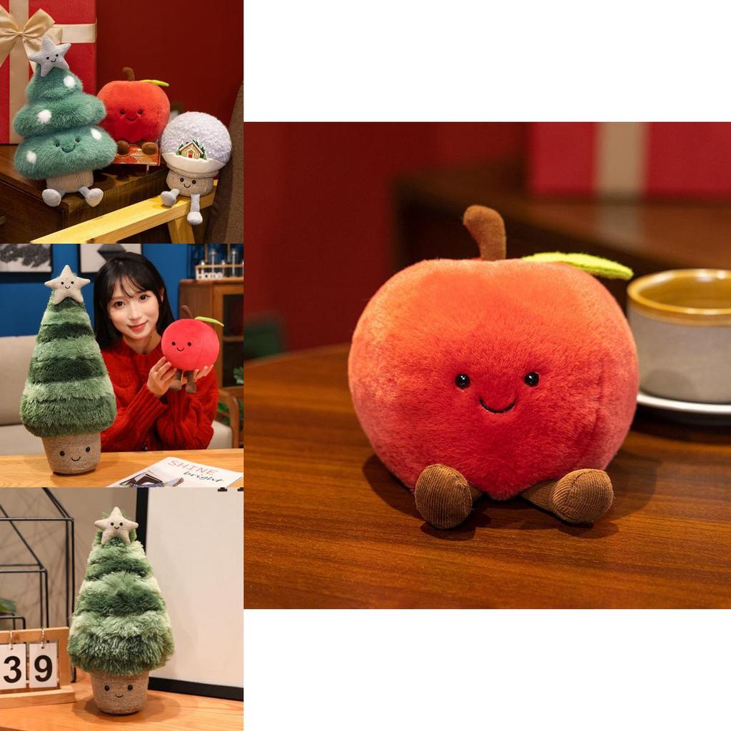 Christmas Tree Apple Snowball Plush Doll Christmas Decoration Children Toy For Christmas Gift