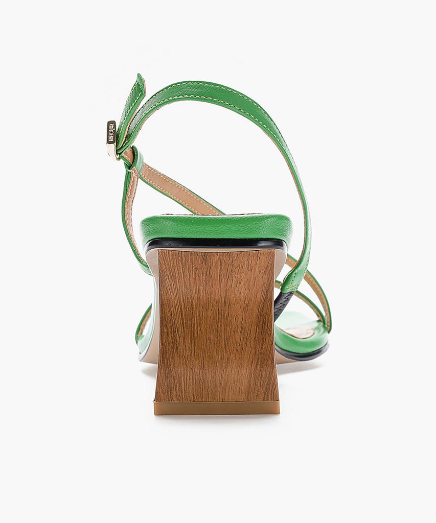 Recur Ecur Anello Artistic Wooden Heel Strap Sandals Green 1209