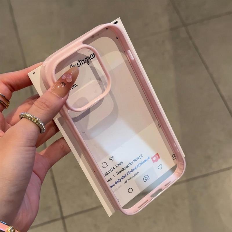 Luxury Candy Color Bumper Clear Phone Case for 17 16 15 14 13 12 11 Pro Max Plus Acrylic Hard Transparent Back Cover Capa