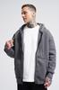 Męska Bluza Oversize Basic Rozpinana z Kapturem i Kieszeniami - Asphalt