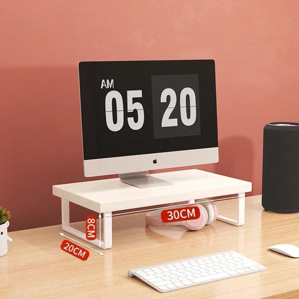 Office Desktop Computer Stand Rack Bracket Raised Shelf Laptop Monitor Wooden Table Home Storage Holders Utility Accessories